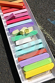 Colored chalks. Colorful chalk pastels - education, arts, creative, back to school. Colour pastel chalk background. Color texture