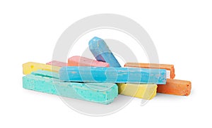 Colored chalks isolated on white background