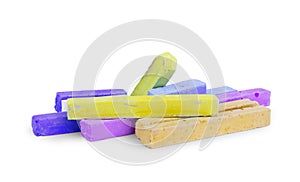 Colored chalks isolated on white background