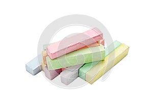 Colored chalks isolated on white background