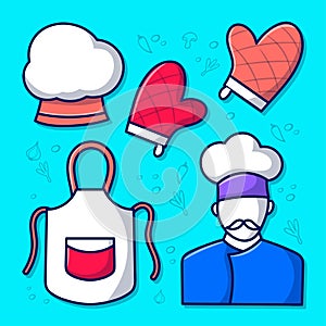 Colored Chef outfit and equipment clipart