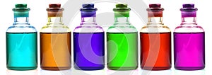 Colored chemical bottles