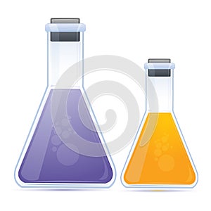 Colored chemical in flask