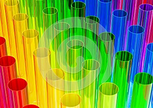 Colored chemical flasks, test tubes, 3D