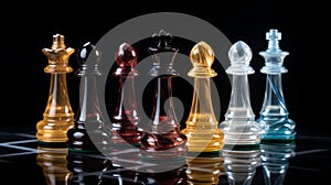 Vibrant Glass Chess Pieces With Rich Colors And Bold Lines