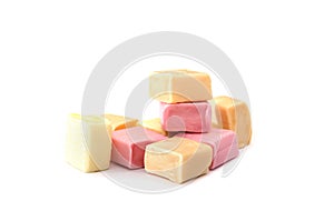 Colored chewing sweets on a white background.