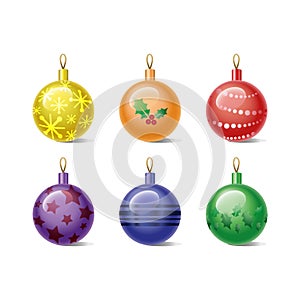 Colored Christmas balls set isolated on a white background. Vector illustration