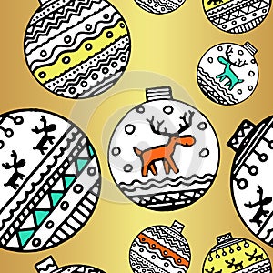 Colored christmas decor seamless pattern. Use for background, wrapping paper, covers, fabrics, postcards, stationery.