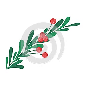 Colored christmas holly leaf sketch icon Vector