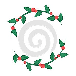 Colored christmas holly wreath decoration icon Vector