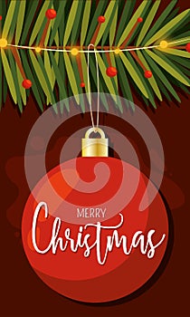 Colored christmas invitational card with tree ball Vector