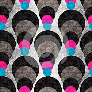 Colored circles on a gray background with illumination. Seamless geometric pattern.