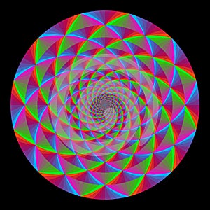 Colored circles with optical illusion effect. psychedelic shapes and color