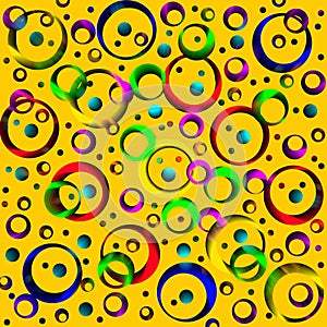 Colored circles and rings, abstract background. Artwork for creative design, art and entertainment.