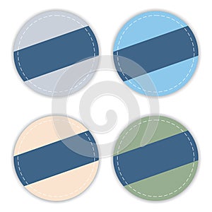 Colored circular banners with copy space for promotions on a white background