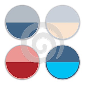Colored circular banners with copy space for promotions on a white background