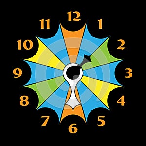 Colored clocks with arrows