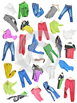 Colored clothes in falling