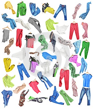 Colored clothes in falling