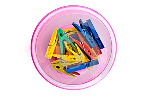Colored clothespins with bowl