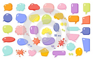 Colored comic speak soap bubble cartoon vector set