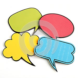 Colored comic speech bubbles isolated on white background