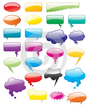 Comic speak talk message speech bubble illustration shape blank element isolated cloud icon sign vector glossy think chat dialog