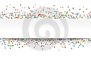 colored confetti with free white banner for text