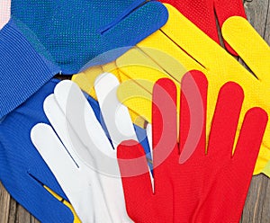 Colored construction gloves