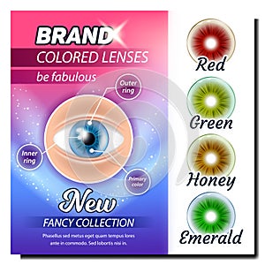 Colored Contact Lenses Advertising Poster Vector