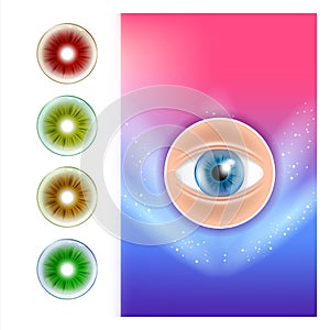 Colored Contact Lenses Advertising Poster Vector Illustration