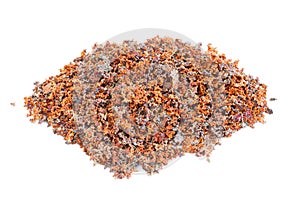 Colored copper crystals on a white isolated background