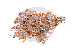 Colored copper crystals on a white isolated background