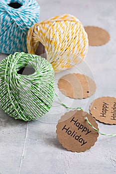 Colored cords, present wrapping and packing material