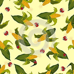 Colored corn in a seamless pattern.