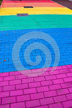 Colored crosswalk in Haarlem, The Netherlands