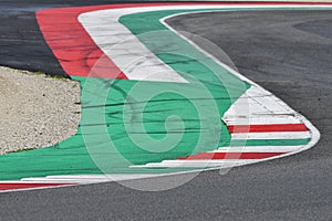 colored curbs on a racing track