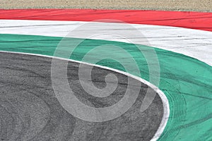 colored curbs on a racing track