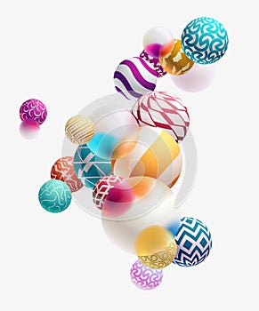 Colored 3D patterned and glass balls.