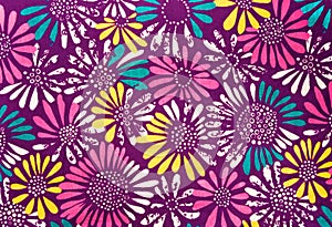 Colored daisies fabric