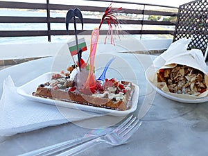 colored dedert waffles and doner