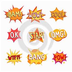 Colored Dialog Clouds with Pop Art Style