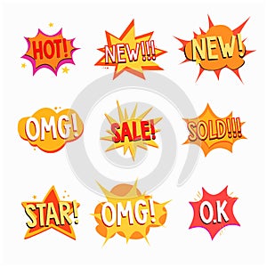 Colored Dialog Clouds with Pop Art Style