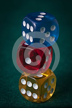 colored dice black background