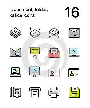 Colored Document, folder, office icons for web and mobile design pack 4