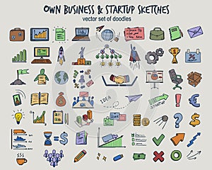 Colored Doodle Infographic Business Icons Set