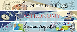 Colored Doodle Science Horizontal Banners