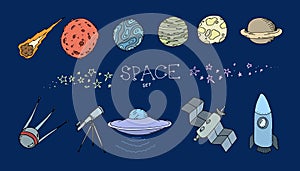 Colored doodle space set