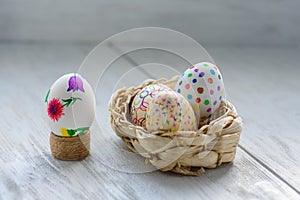 Colored drawings on eggs