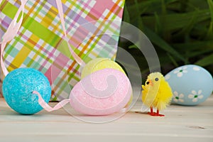 Colored easter eggs background